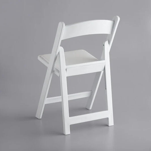 Lancaster Table & Seating White Resin Folding Chair with Vinyl Seat