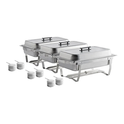 8 Qt. Full Size Stainless Steel Chafer with Folding Frame - 3/Case