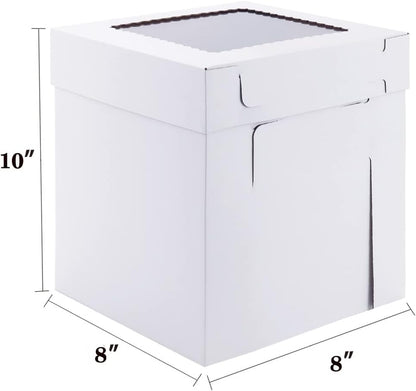 10pcs 8x8x8 Inches Cake Boxes with Window, White