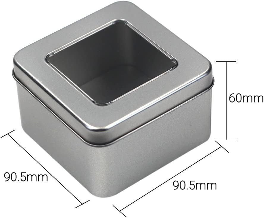 6-Pack of 8 Ounce Metal Box Square Rectangle Storage Tin Container Set