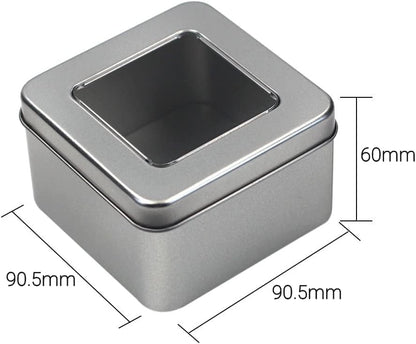 6-Pack of 8 Ounce Metal Box Square Rectangle Storage Tin Container Set