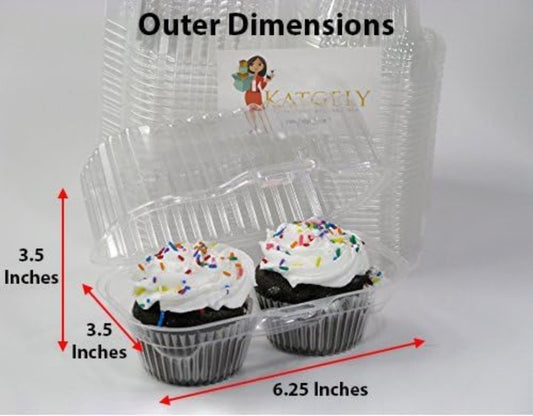 Cupcake Containers for 2 Pack Cupcake, Set of 50