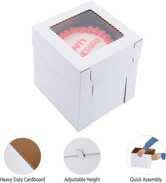 Tall Cake Boxes for Tier Cakes,8X8X10 Inch [4Pack ]