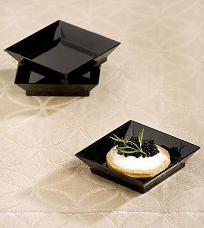 100 2.5" x 2.5" Square Black Mini Appetizer Plates Mini Dessert Plates