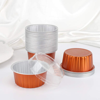 Aluminum Foil Cups, 5oz 50pcs muffin Baking Cups with Lids