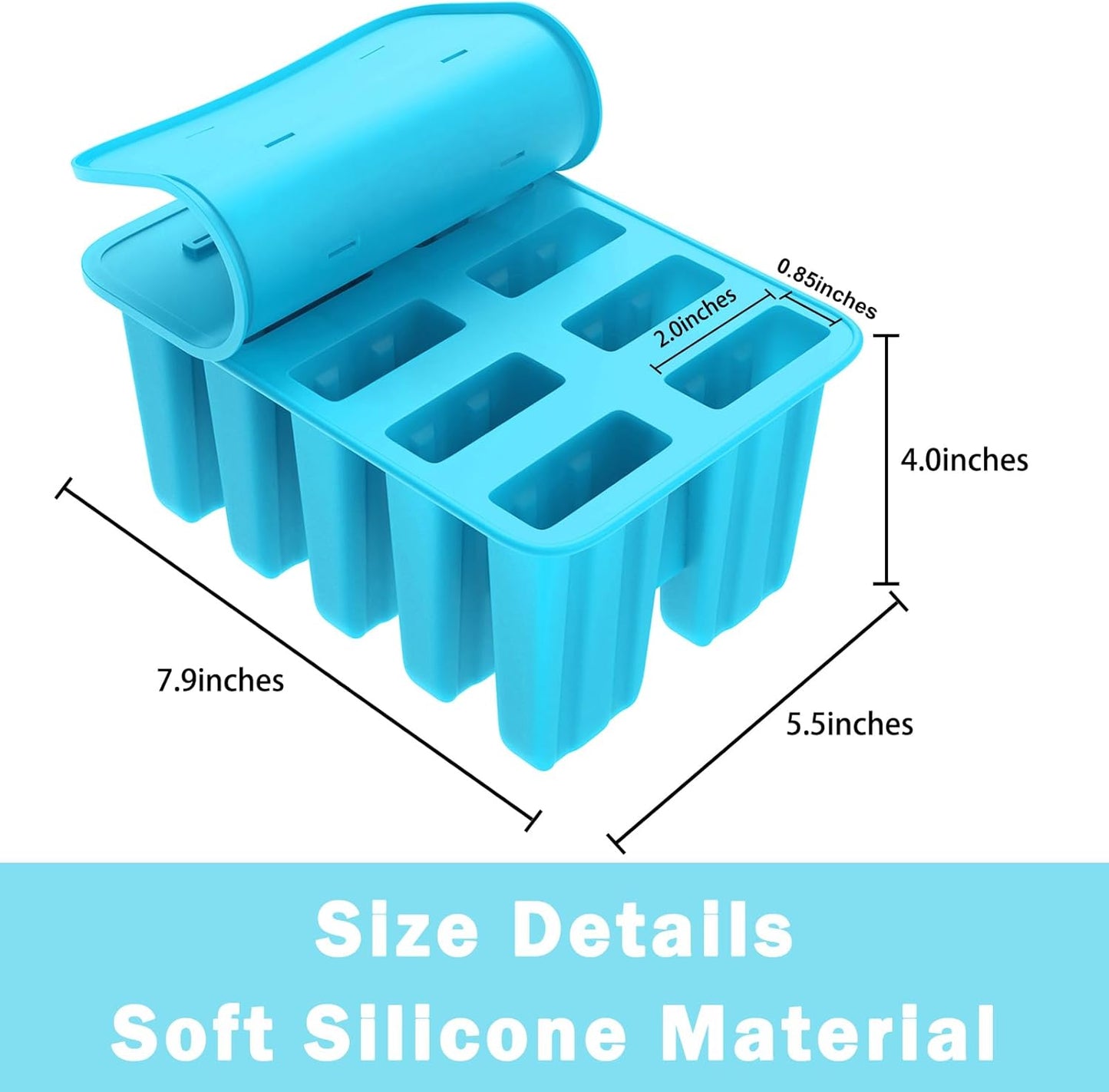 10-Cavity Reusable Silicone Popsicle Molds