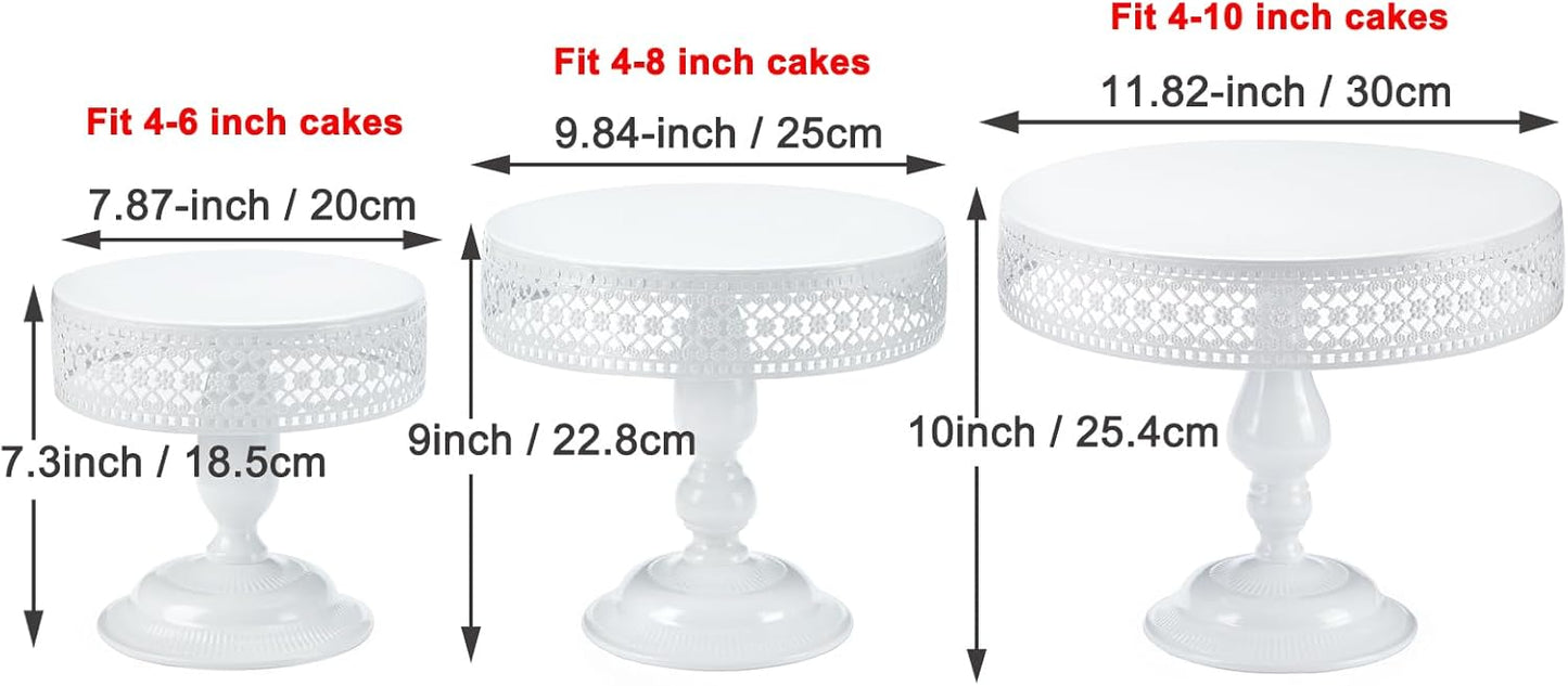 Star Heart White Cake Stand Set of 3