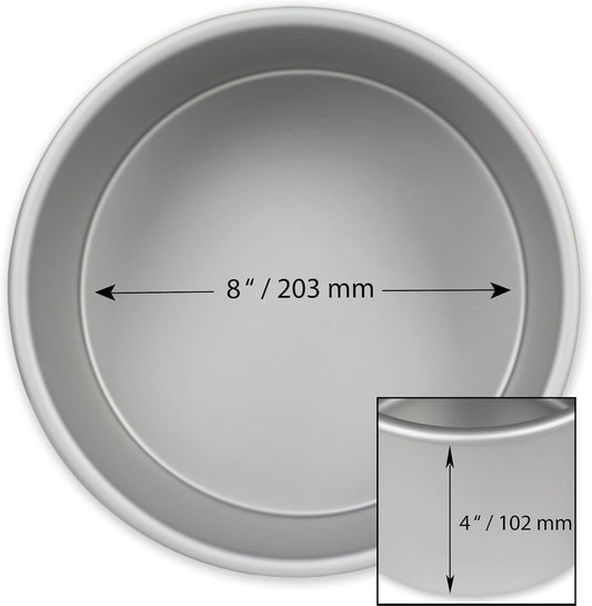 Professional Aluminum Baking Pan Round 8 x 4, 8-Inch, Silver