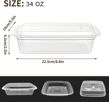 30 Pack 34 Oz Plastic Meal Prep Containers with Lids