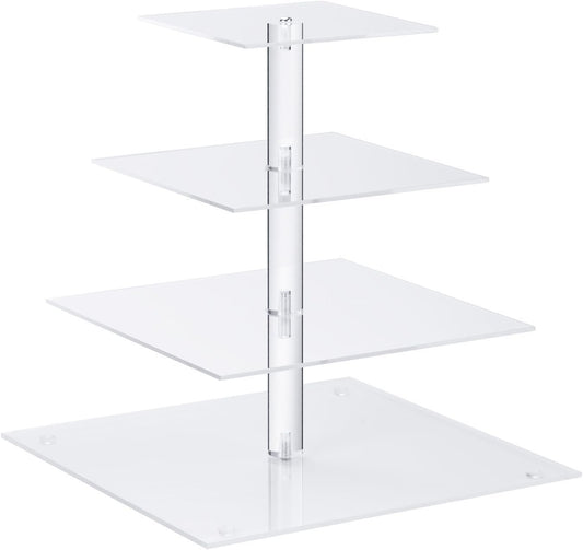 Acrylic 4-Tier Square Stacked Party Cupcake Stand