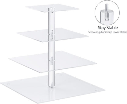 Acrylic 4-Tier Square Stacked Party Cupcake Stand