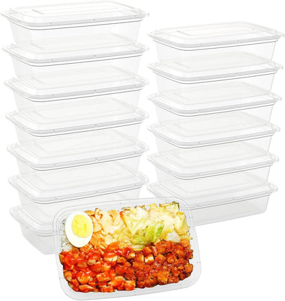 30 Pack 34 Oz Plastic Meal Prep Containers with Lids