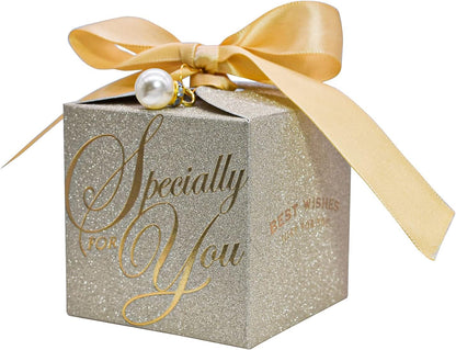 Small Gift Boxes with Lids 2.5x2.5x2.5 inches Wedding Favor Box with Ribbon- Gold