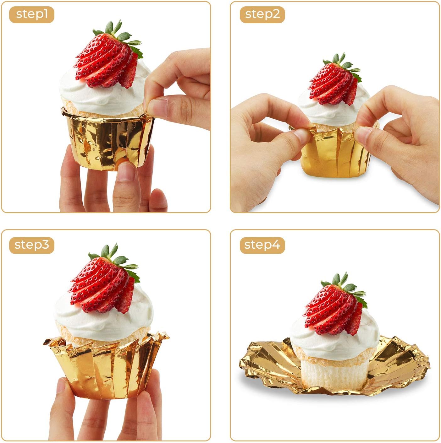 Gold Cupcake Cups, 3.5 Oz 50pcs