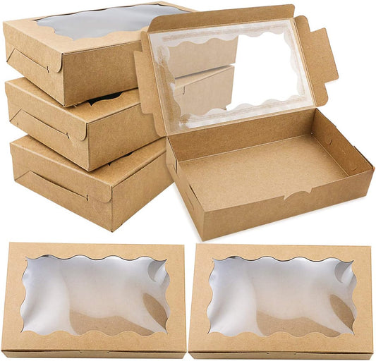 30 Pack Small Kraft Cookie Box with Clear Window