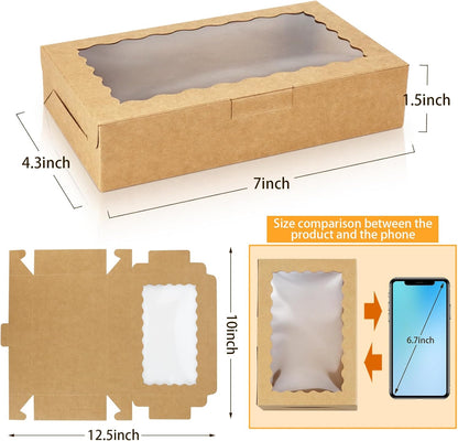 30 Pack Small Kraft Cookie Box with Clear Window