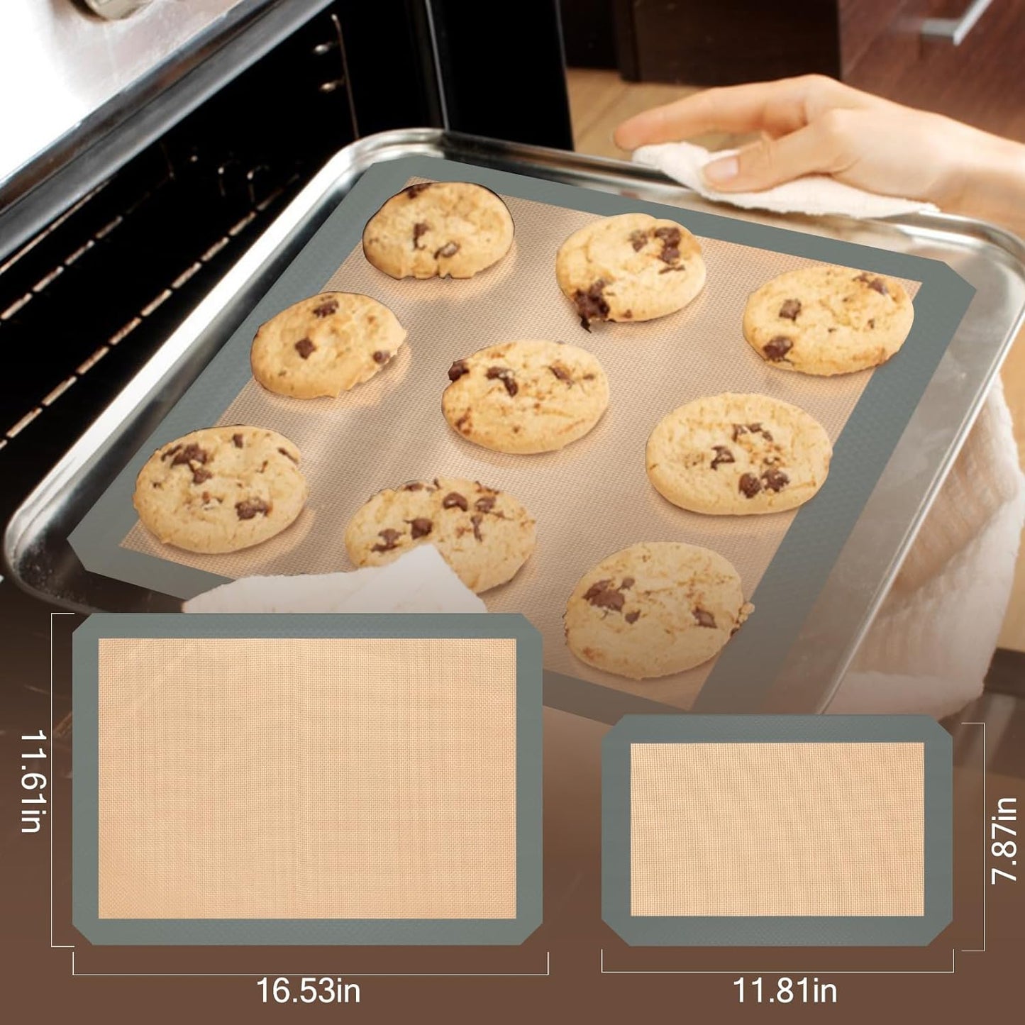 Silicone Baking Mat, 3 Pack Reusable