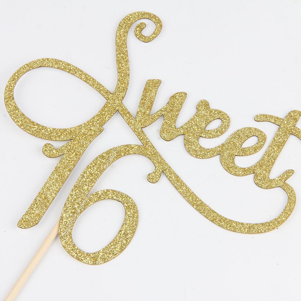 Gold Glitter Sweet 16 Cake Topper