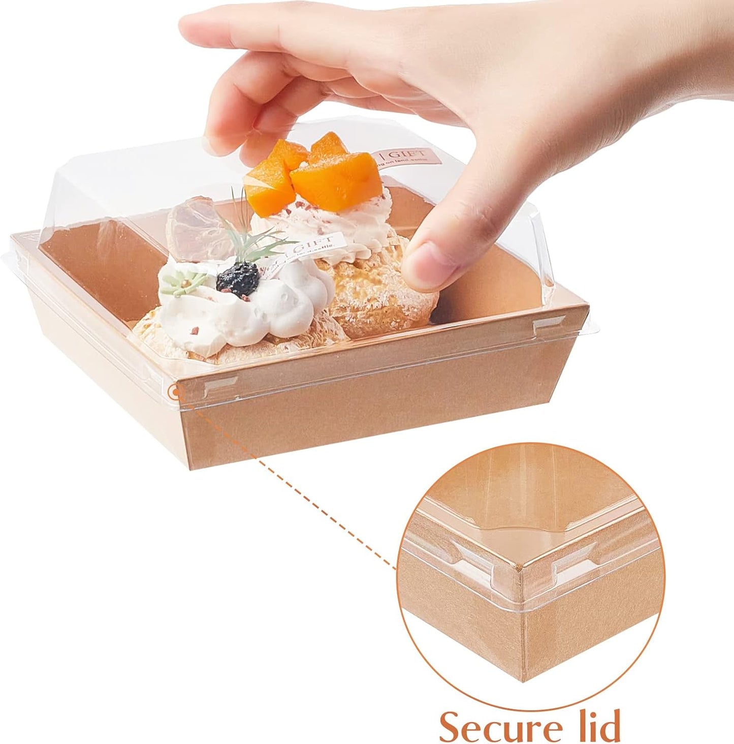 Small Charcuterie Boxes with Clear Lids, (50 CT) Brown