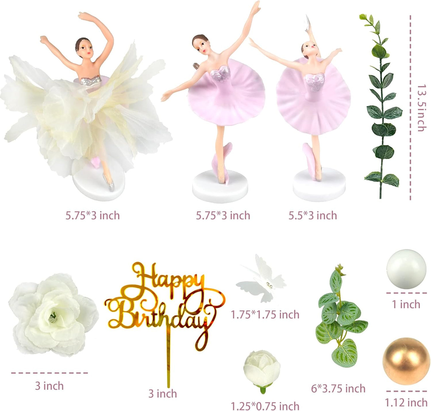 25pcs Pink Dancing Ballet Girls Cake Topper