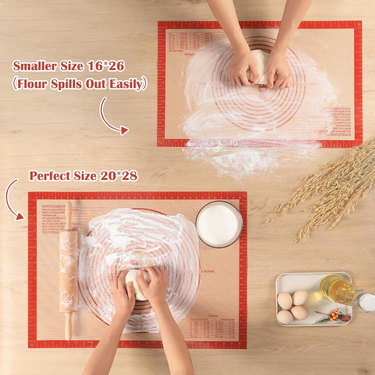 Non-slip Pastry Mat Extra Large with Measurements 28''x 20''