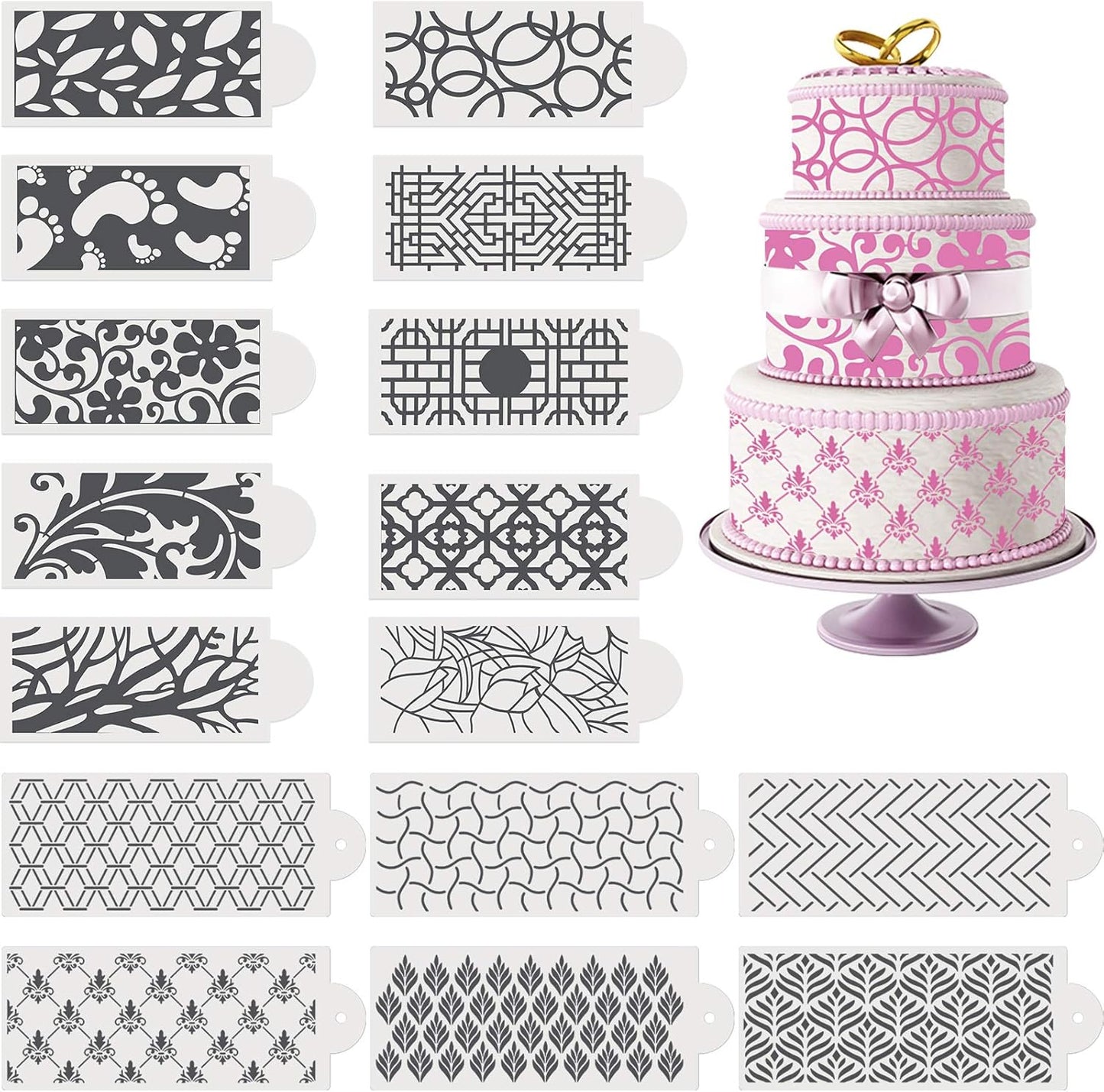 16 Pieces Cake Decoration Stencils Templates