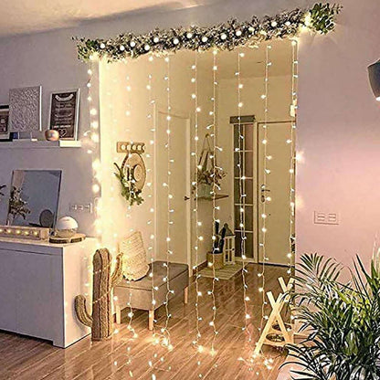 Warm White 300 LED Icicle Curtain Fairy String Lights