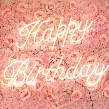 Happy Birthday Neon Light Sign, LED Reusable Wall Décor Lights With 5ft Hanging Chain 32"