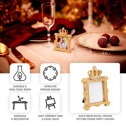 4 Pack Gold Resin Royal Crown Square Party Favors