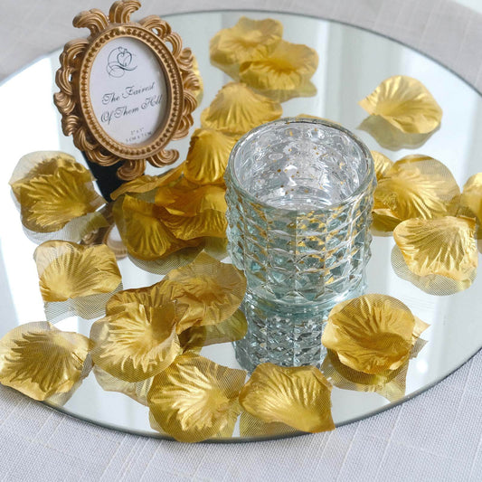 500 Pack Metallic Gold Silk Rose Petals Table Confetti or Floor Scatters