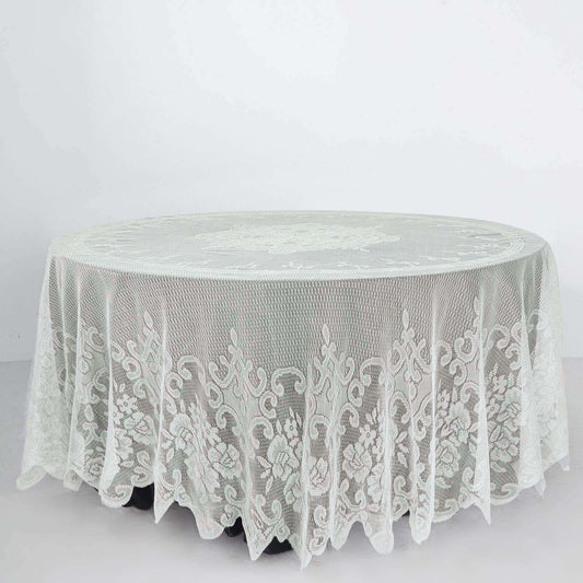 Premium Lace Ivory Round Seamless Tablecloth 108"